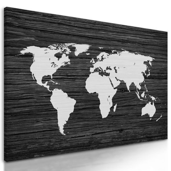 Obraz černobílá mapa světa v moderním provedení