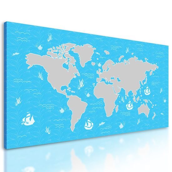 Obraz mapa světa s motivem moře