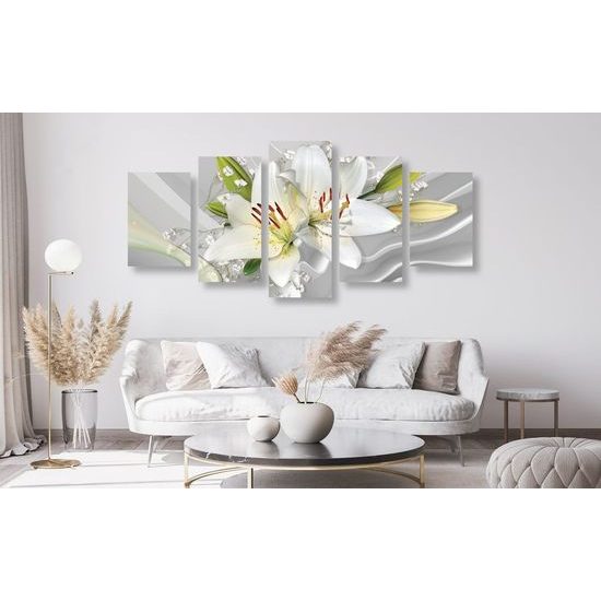 5-dílný obraz jedinečná bílá lilie