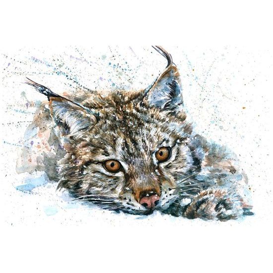 Nádherná samolepící tapeta akvarelová malba rysa