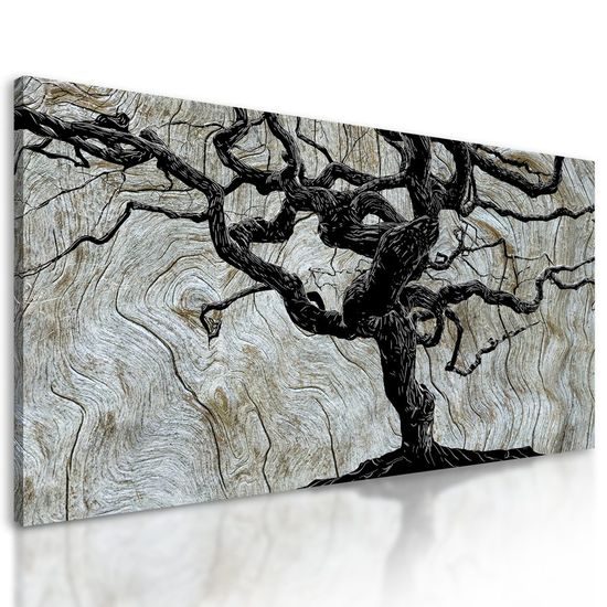 Obraz tajuplný strom na dřevěném podkladu