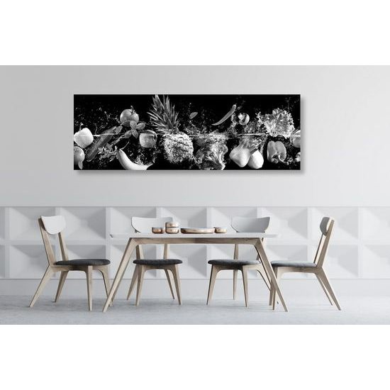 Obraz černobílé ovoce ve vodě