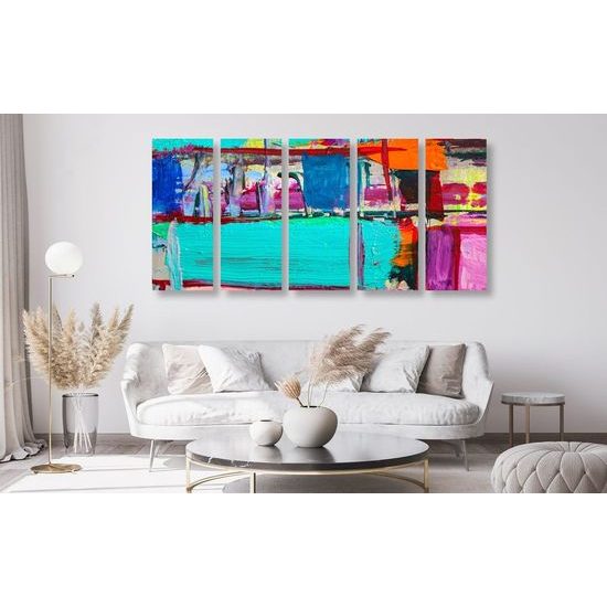 5-dílný obraz jedinečná abstraktní kombinace barev