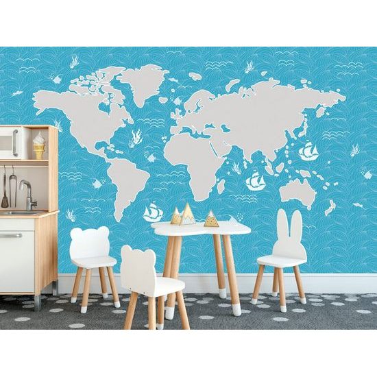 Samolepící tapeta mapa světa s motivem moře