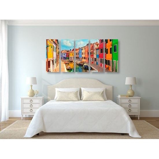 5-dílný obraz barevné Benátky