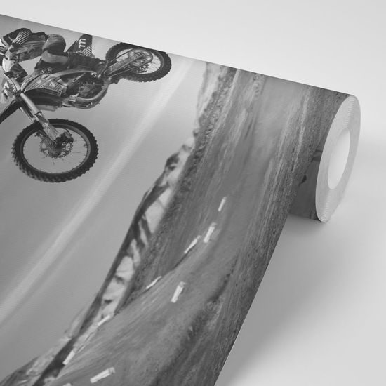 Samolepící fototapeta odvážní motorkáři v černobílém provedení