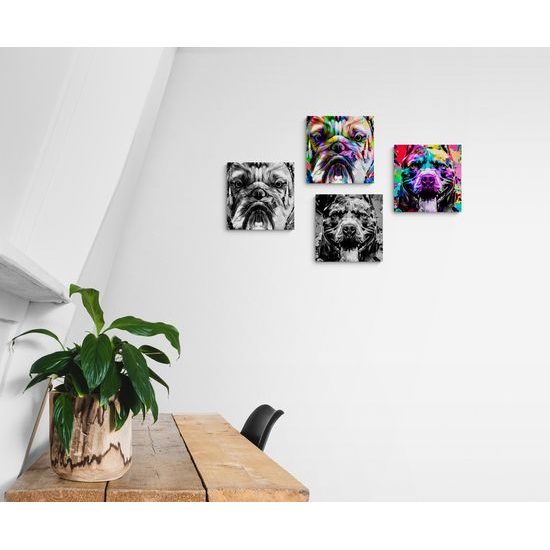 Set obrazů psy v abstraktním provedení