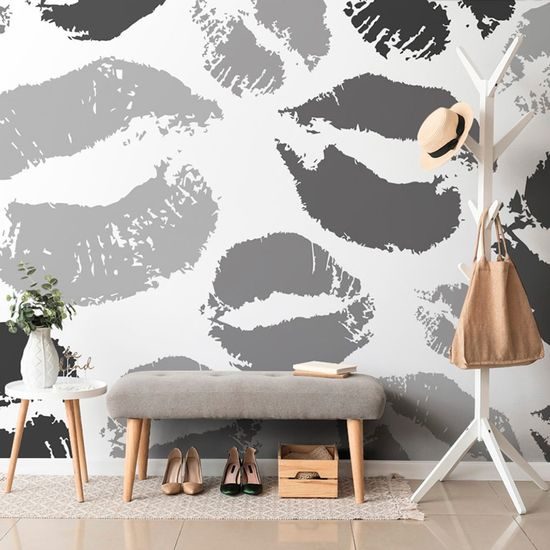 Tapeta šedé polibky