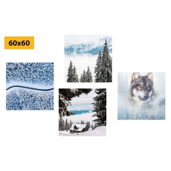 Set obrazů zákoutí zimní krajiny