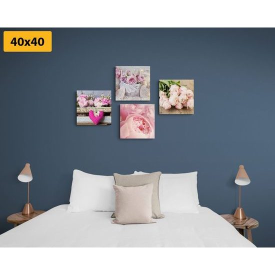 Set obrazů květiny v romantickém provedení