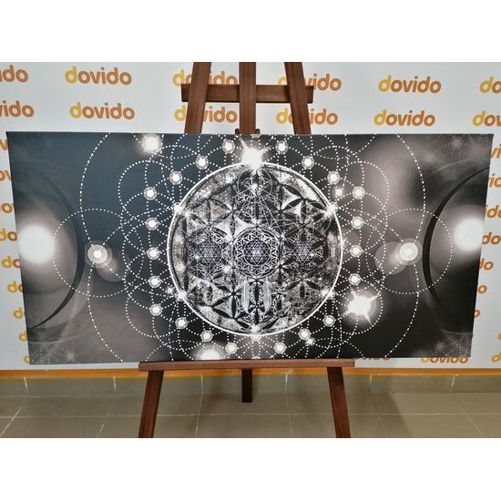 Obraz okouzlující Mandala v černobílém provedení