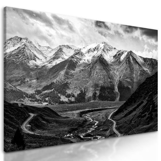 Obraz černobílé panorama hor