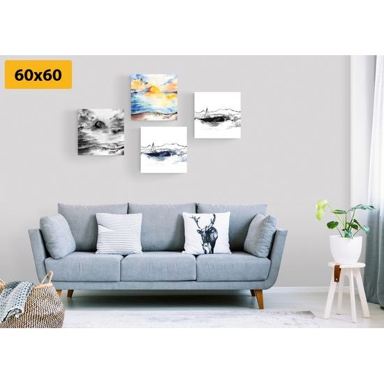 Set obrazů krásné olejomalby moře