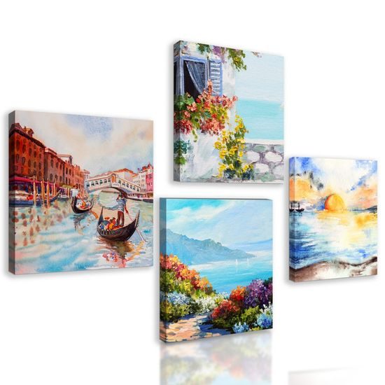 Set obrazů nádherná malovaná krajina