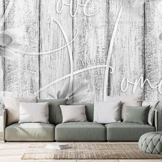 Samolepící tapeta zátiší s nápisem v černobílém provedení