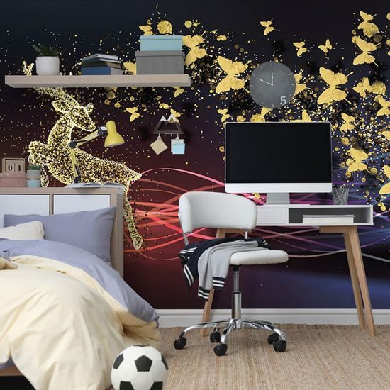 Tapeta jelen se zlatými motýly