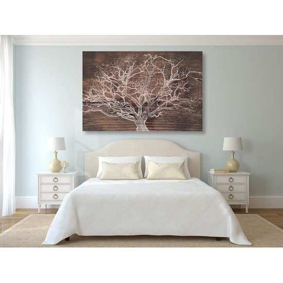 Obraz košatá koruna stromu na dřevě