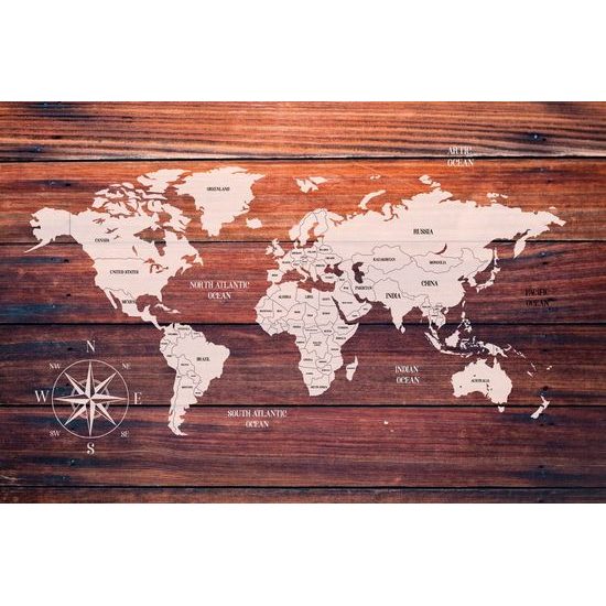 Samolepící tapeta jednoduchá mapa s dřevěnou strukturou