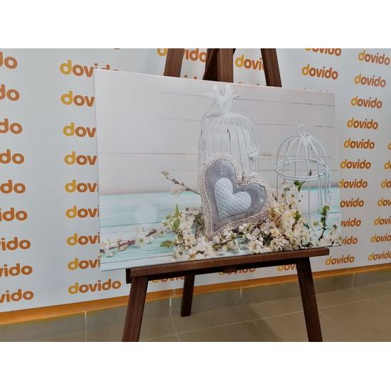 Obraz zátiší se srdíčkem ve vintage stylu