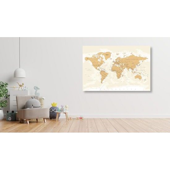 Obraz mapa světa s nádechem béžové