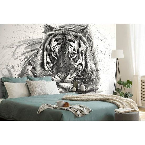 Tapeta černobílá malba bengálského tygra