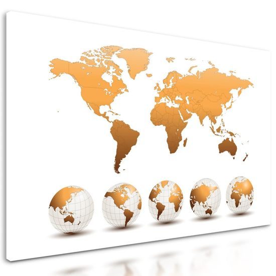 Obraz bronzová mapa světa