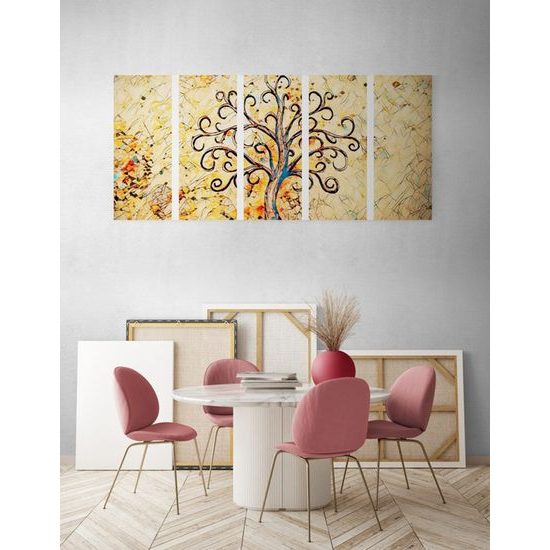 5-dílný obraz nehynoucí strom života