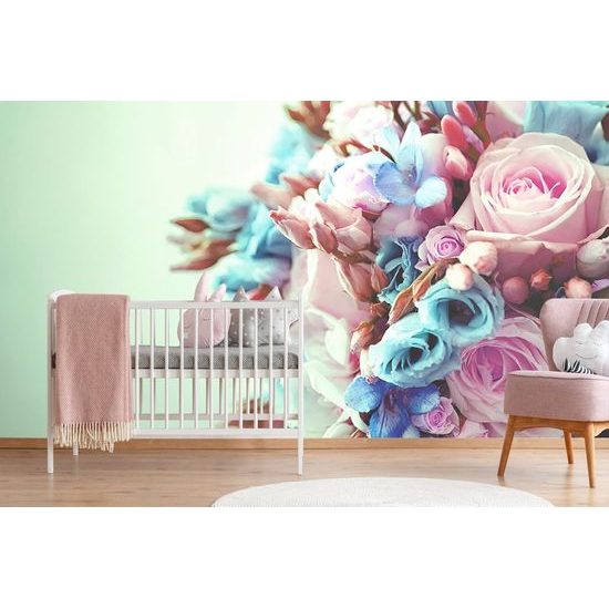 Fototapeta modro-růžová kytice růží