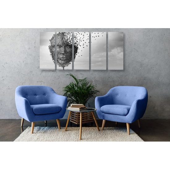 5-dílný obraz abstraktní tvář