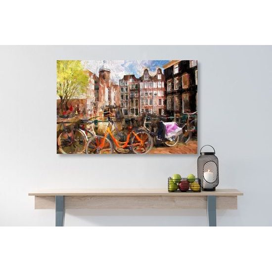 Obraz umělecká malba Amsterdamské architektury