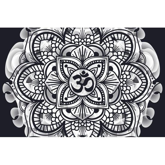 Tapeta černobílá abstraktní Mandala