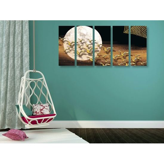 5-dílný obraz abstrakce noční oblohy