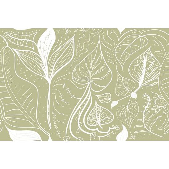Tapeta umělecké listy v zeleném provedení