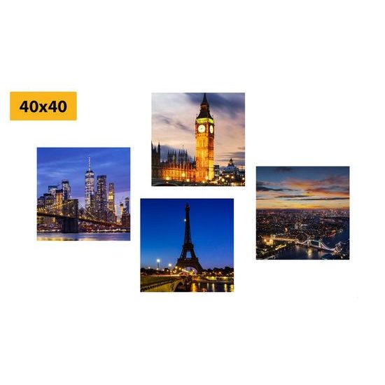 Set obrazů noční metropole