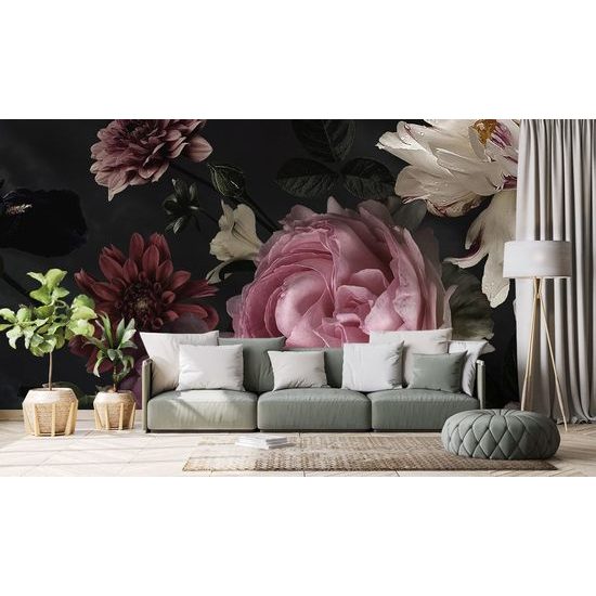 Samolepící fototapeta různorodost květin s vintage nádechem