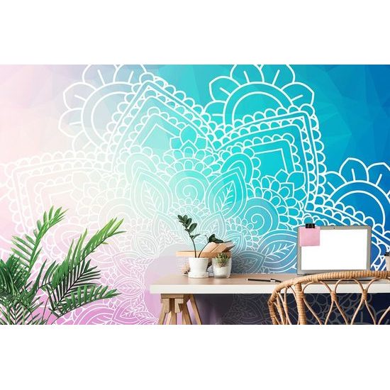 Tapeta bílý vzor Mandaly