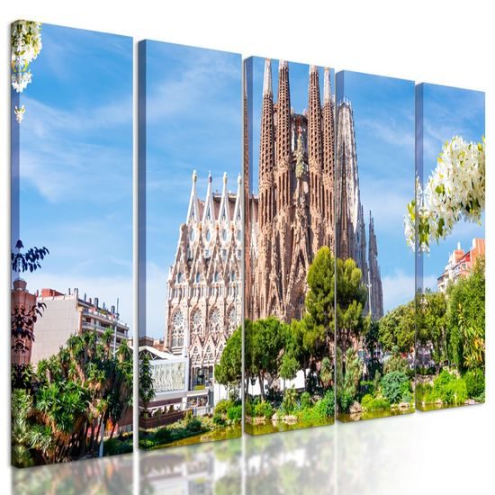 5-dílný obraz nádherná Barcelonská katedrála