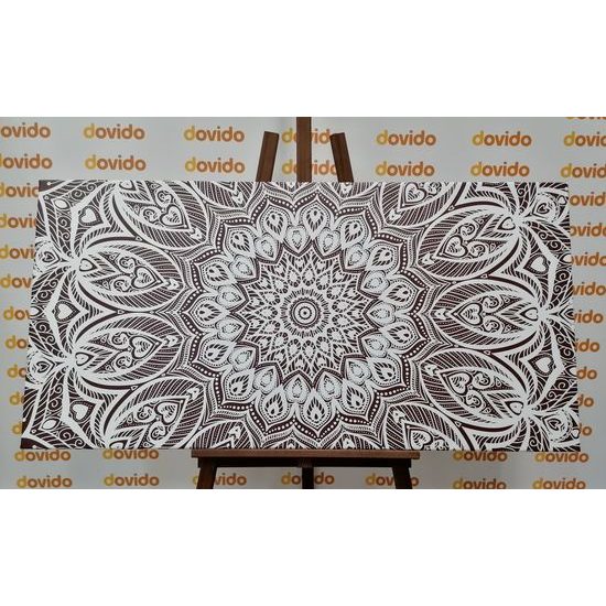 Obraz jedinečná bílo-hnědá Mandala harmonie