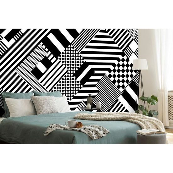 Samolepící tapeta černobílé vzory v jednoduchém provedení