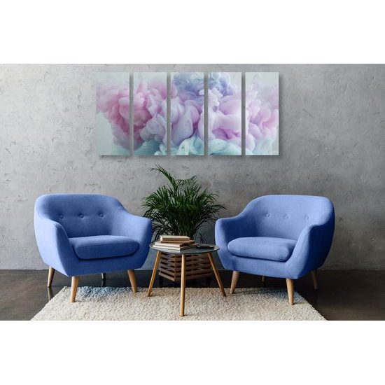 5-dílný obraz pastelová abstrakce