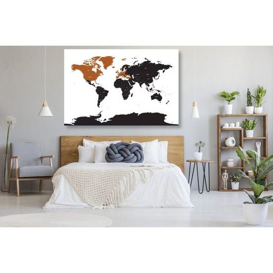 Obraz na korku zajímavá mapa na bílém pozadí s oranžovým detailem