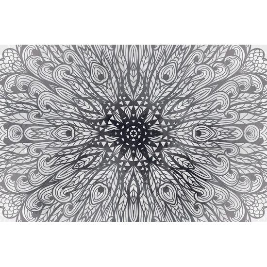 Samolepící tapeta zajímavá luxusní Mandala v černobílém provedení