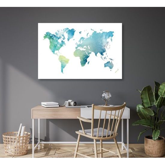 Obraz na korku akvarelová mapa světa