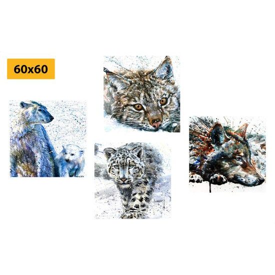 Set obrazů malby divokých zvířat