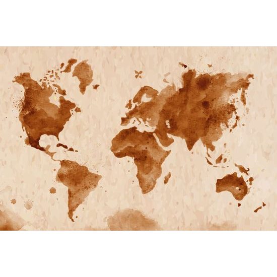 Obraz stará mapa světa v sépiovém provedení