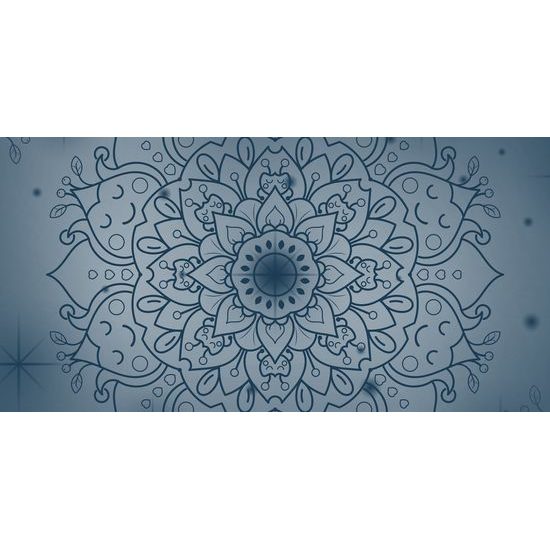 Obraz tmavě modrá Mandala na šedém pozadí