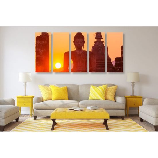 5-dílný obraz Buddha v kamenném městě