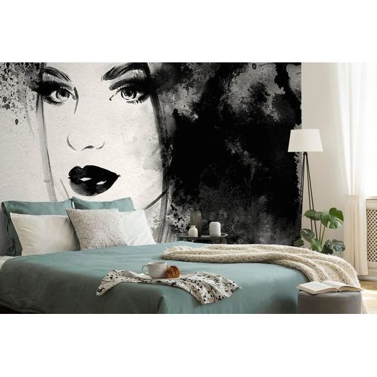 Tapeta neobyčejná ženská tvář v černobílém provedení