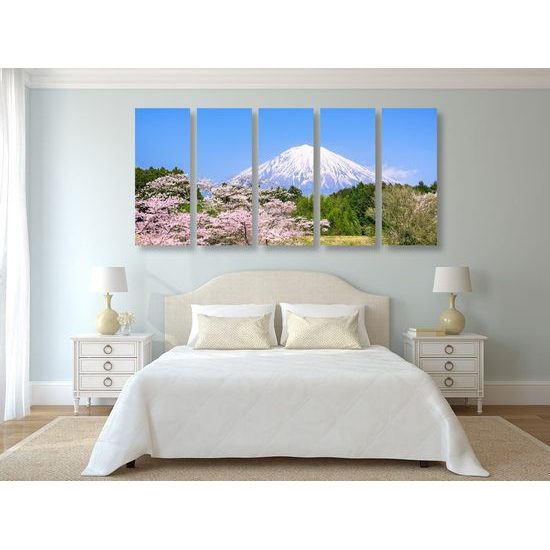 5-dílný obraz Japonská sopka Fuji