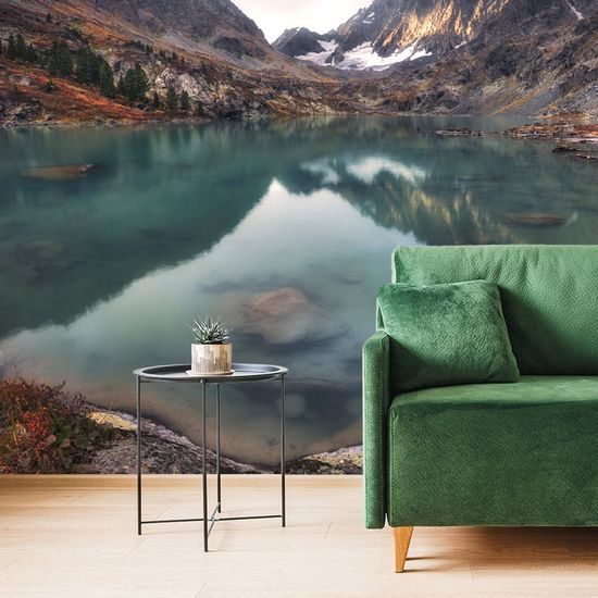 Originální samolepící fototapeta jezero uprostřed hor